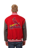 St. Louis Cardinals Two-Tone Wool Jacket w/ Handcrafted Leather Logos - Red/Gray - JH Design