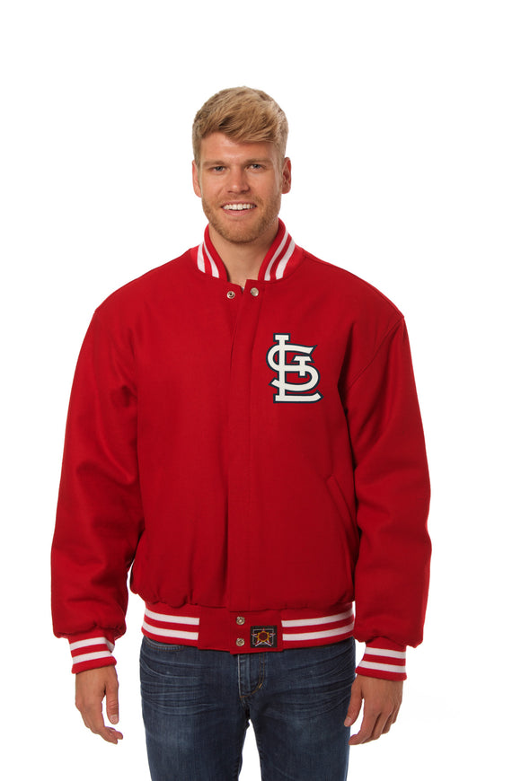 JH Design St. Louis Cardinals Wool Jacket w/ Handcrafted Leather Logos - Red 4X-Large