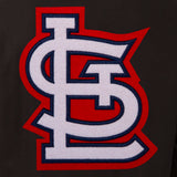 St. Louis Cardinals Wool & Leather Reversible Jacket w/ Embroidered Logos - Black - J.H. Sports Jackets