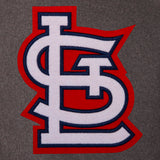 St. Louis Cardinals Wool & Leather Reversible Jacket w/ Embroidered Logos - Charcoal/Black - J.H. Sports Jackets