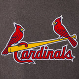 St. Louis Cardinals Wool & Leather Reversible Jacket w/ Embroidered Logos - Charcoal/Navy - J.H. Sports Jackets