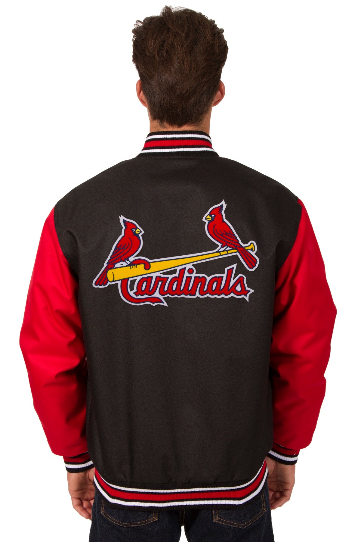 JH Design St. Louis Cardinals Poly Twill Varsity Jacket - Red 4X-Large