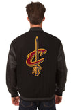 Cleveland Cavaliers Wool & Leather Reversible Jacket w/ Embroidered Logos - Black - J.H. Sports Jackets