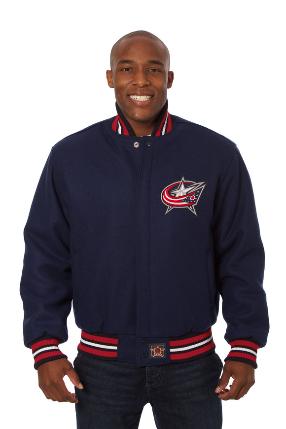 Columbus Blue Jackets Embroidered Wool Jacket - Navy - JH Design