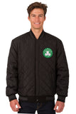 Boston Celtics Wool & Leather Reversible Jacket w/ Embroidered Logos - Charcoal/Black - J.H. Sports Jackets