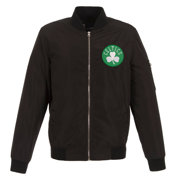 Boston Celtics JH Design Lightweight Nylon Bomber Jacket – Black - JH Design