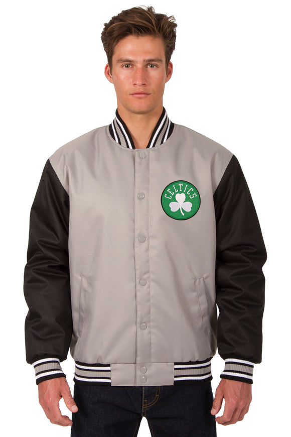 Boston Celtics Poly Twill Varsity Jacket - Gray/Black - JH Design