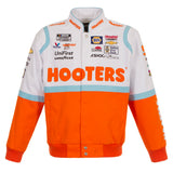2022 Chase Elliott JH Design White/Orange Hooters Twill Uniform Full-Snap Jacket - J.H. Sports Jackets