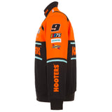 2023 Chase Elliott JH Design Black/Orange Hooters Twill Uniform Full-Snap Jacket - J.H. Sports Jackets