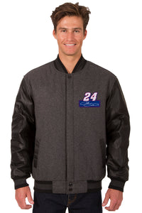 Chase Elliott Wool & Leather Varsity Jacket - Charcoal/Black - JH Design