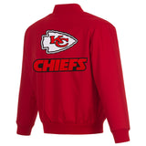 Kansas City Chiefs Poly Twill Varsity Jacket - Red - J.H. Sports Jackets