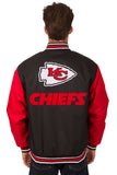 Kansas City Chiefs Poly Twill Varsity Jacket - Black/Red - JH Design