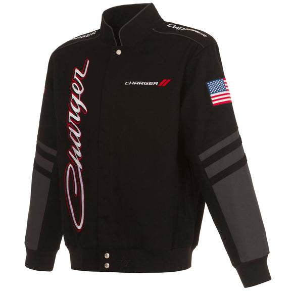 NEW 2021 Dodge Charger Embroidered Cotton Twill Jacket - Black - J.H. Sports Jackets