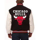 Chicago Bulls JH Design Domestic Two-Tone Wool and Leather Jacket-Black - JH Design