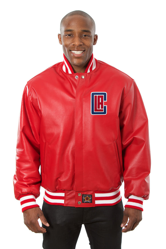 Los Angeles Clippers Full Leather Jacket - Red - JH Design
