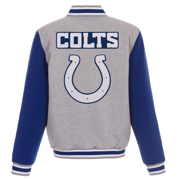 Indianapolis Colts Two-Tone Reversible Fleece Jacket - Gray/Royal - J.H. Sports Jackets