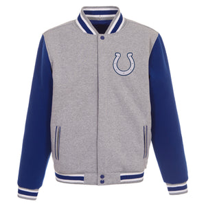 Indianapolis Colts Two-Tone Reversible Fleece Jacket - Gray/Royal - J.H. Sports Jackets