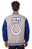 Indianapolis Colts Poly Twill Varsity Jacket - Gray/Royal - JH Design