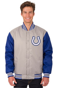 Indianapolis Colts Poly Twill Varsity Jacket - Gray/Royal - JH Design