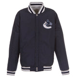 Vancouver Canucks Two-Tone Reversible Fleece Jacket - Gray/Navy - J.H. Sports Jackets