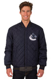 Vancouver Canucks Wool & Leather Reversible Jacket w/ Embroidered Logos - Charcoal/Navy - J.H. Sports Jackets