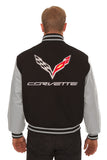 Corvette Embroidered Wool & Leather Jacket - Black/Grey - JH Design