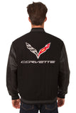 Corvette Wool & Leather Reversible Varsity Jacket - Black - JH Design