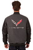 Corvette Wool & Leather Reversible Varsity Jacket - Charcoal/Black - JH Design