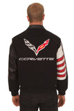 Corvette Embroidered Wool & Leather Jacket - Black/Red - JH Design