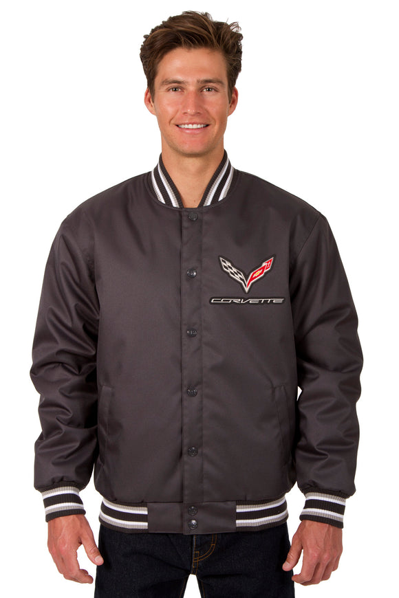 Corvette Poly Twill Varsity Jacket - Charcoal - JH Design