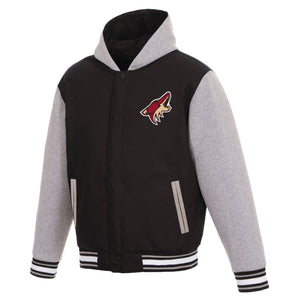 Arizona Coyotes Two-Tone Reversible Fleece Hooded Jacket - Black/Grey - JH Design
