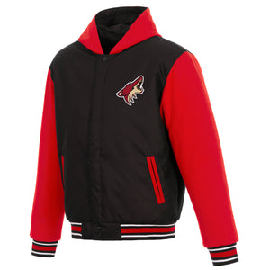 Arizona Coyotes Two-Tone Reversible Fleece Hooded Jacket - Black/Red - JH Design