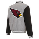 Arizona Cardinals Two-Tone Reversible Fleece Jacket - Gray/Black - J.H. Sports Jackets