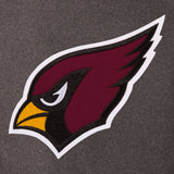 Arizona Cardinals Wool & Leather Reversible Jacket w/ Embroidered Logos - Charcoal/Black - J.H. Sports Jackets