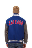 Chicago Cubs Two-Tone Wool Jacket w/ Handcrafted Leather Logos - Royal/Gray - JH Design