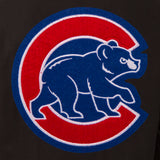 Chicago Cubs Wool & Leather Reversible Jacket w/ Embroidered Logos - Black - J.H. Sports Jackets