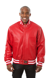 JH Design - All-Leather Varsity Jacket - Red - JH Design