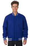 JH Design - All-Wool Varsity Jacket - Reversible - Royal - JH Design