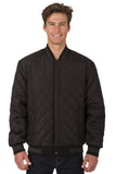 JH Design - Wool and Leather Varsity Jacket - Reversible - Black - JH Design