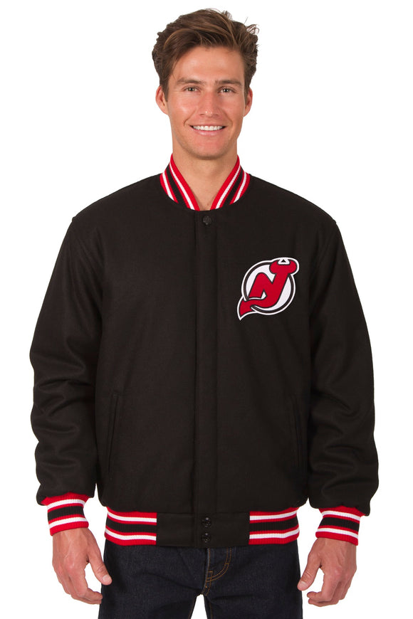 New Jersey Devils Reversible Wool Jacket - Black - J.H. Sports Jackets