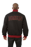 Arizona Diamondbacks Wool Jacket w/ Handcrafted Leather Logos - Black - JH Design