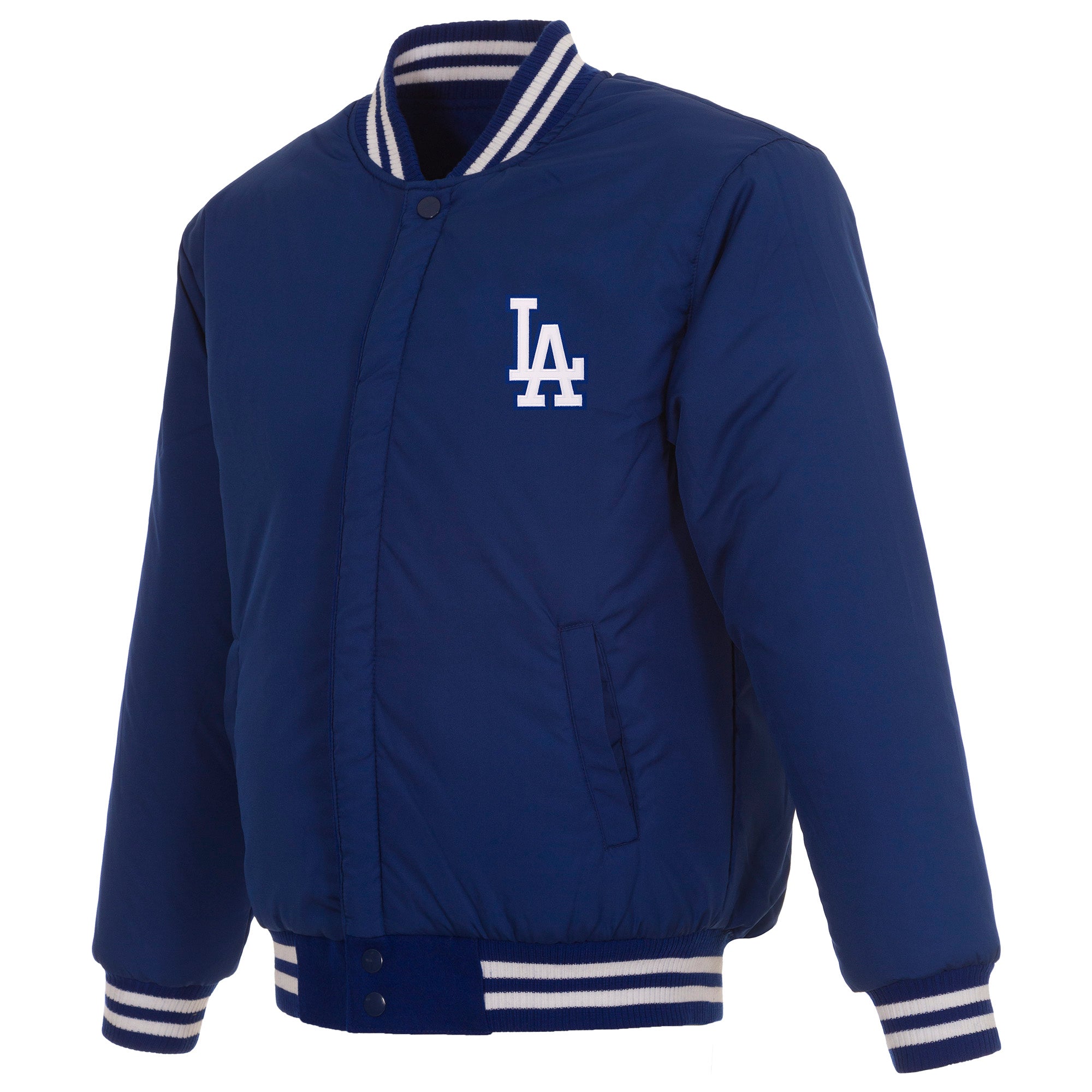 White and Blue Brooklyn Dodgers Varsity Jacket - Jackets Masters