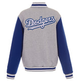 Los Angeles Dodgers Two-Tone Reversible Fleece Jacket - Gray/Royal - J.H. Sports Jackets