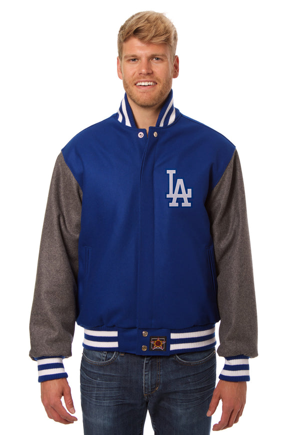 Los Angeles Dodgers Embroidered Wool Jacket - Royal/Charcoal - JH Design