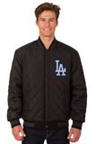 Los Angeles Dodgers Wool & Leather Reversible Jacket w/ Embroidered Logos - Black - J.H. Sports Jackets