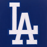 Los Angeles Dodgers - JH Design Reversible Fleece Jacket with Faux Leather Sleeves - Royal/White - JH Design