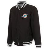 Miami Dolphins Two-Tone Reversible Fleece Jacket - Gray/Black - J.H. Sports Jackets