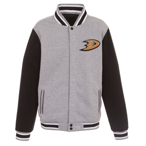 Anaheim Ducks Two-Tone Reversible Fleece Jacket - Gray/Black - J.H. Sports Jackets