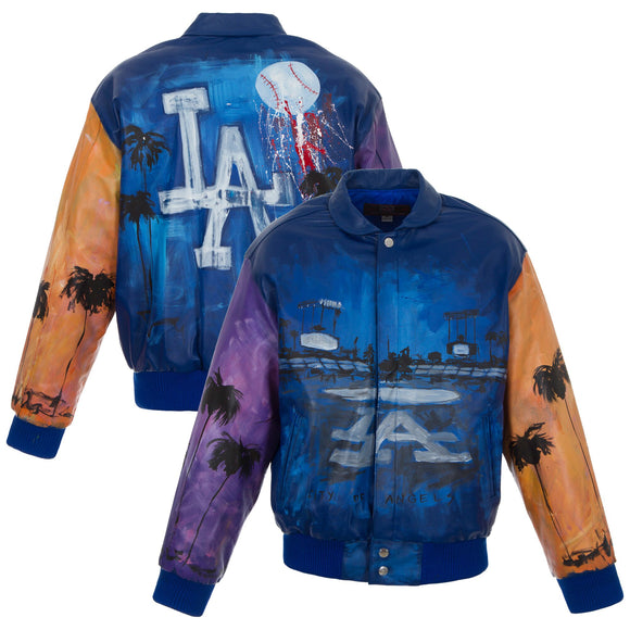 Los Angeles Dodgers JH Design Hand-Painted Leather Jacket - Royal - JH Design