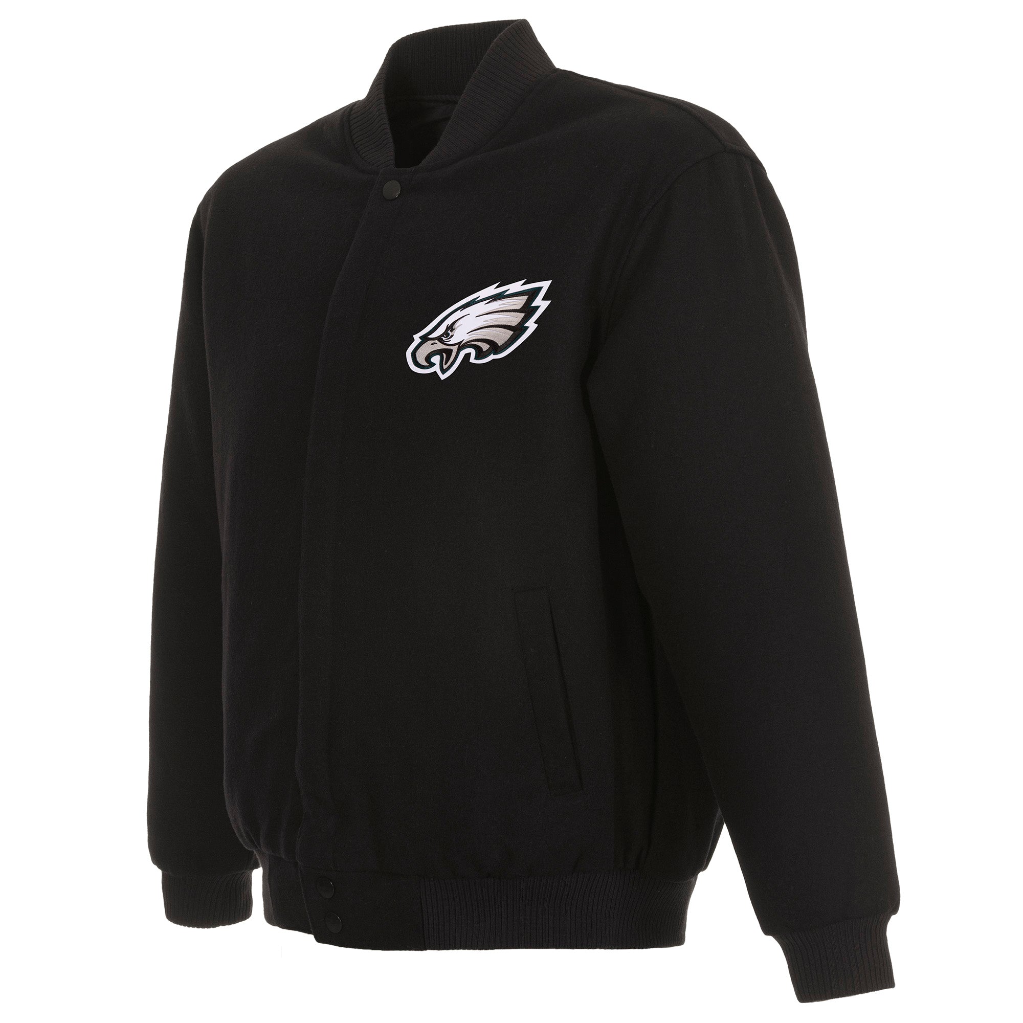 Philadelphia Eagles Black Wool and Leather Jacket